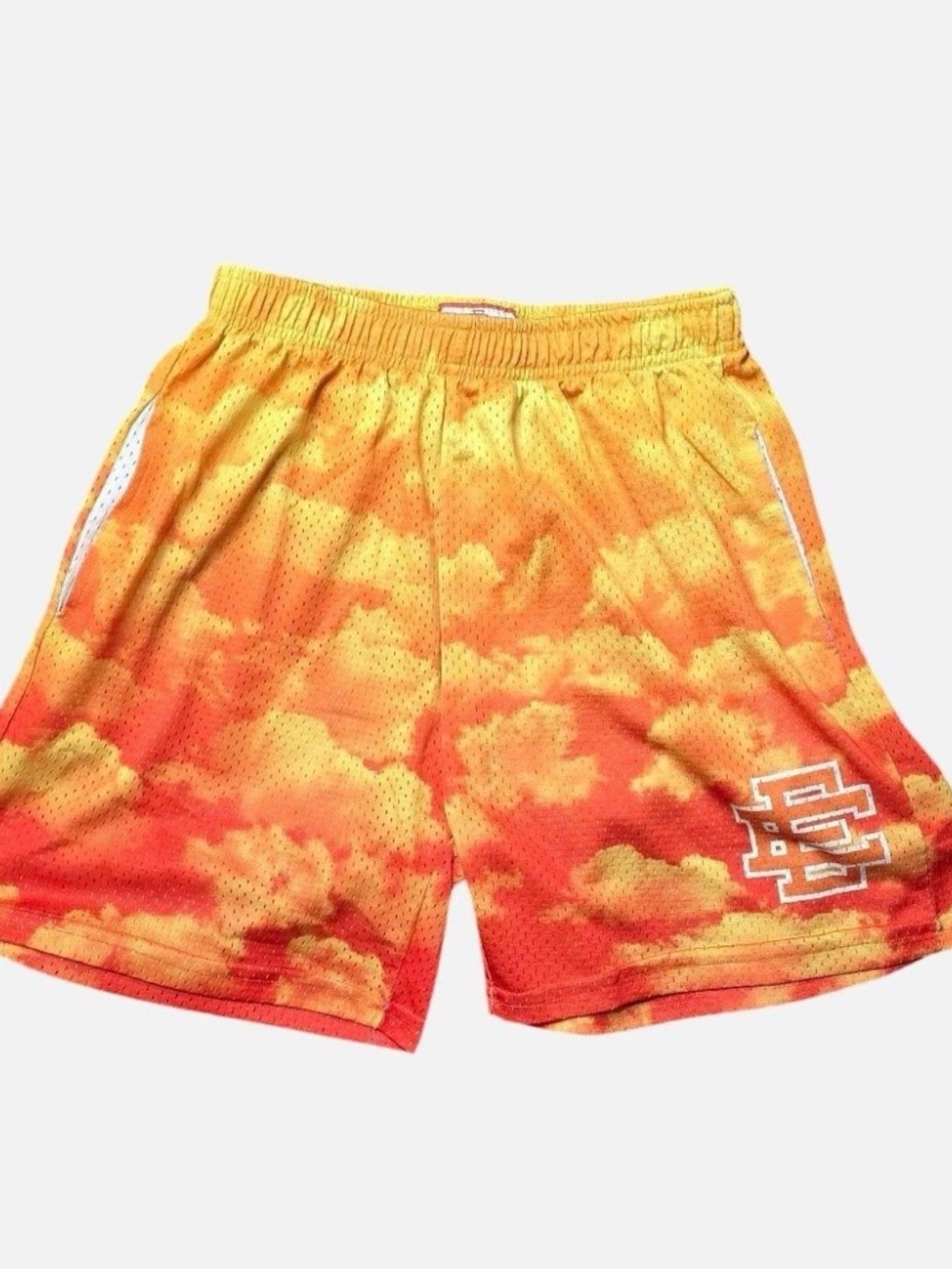 Eric Emanuel Orange and Yellow Tie-Dye Athletic Mesh Shorts